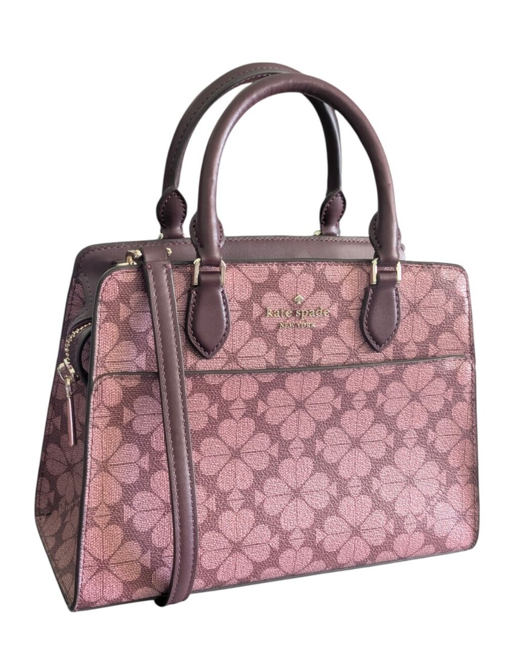 Kate Spade ♠️ New York Signature Spade Flower maroon Small Satchel Bag